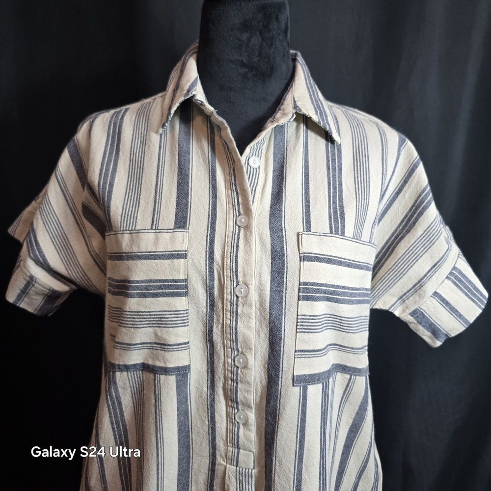 Mystree Striped 100% Cotton Shirt-Dress Size‎ SMALL summer easy beach